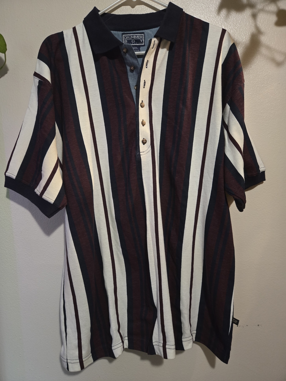 Drummer Boy Collection Medium Retro 90s Style Striped Polo 100% Cotton